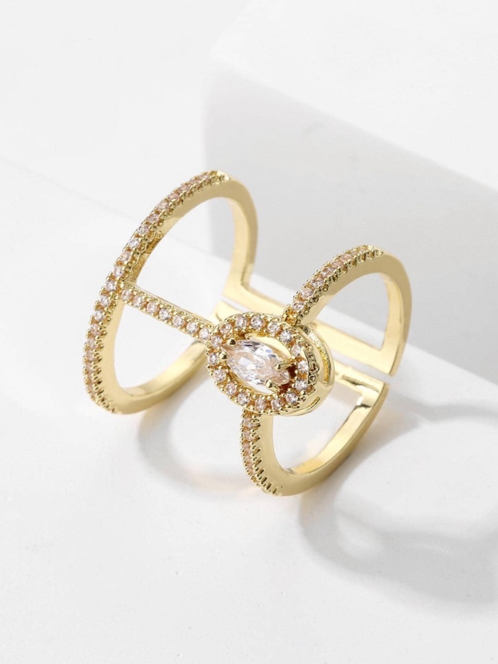 Celestia Double Band Crystal Halo Ring
